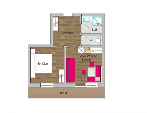 Zimmerplan Appartement B 1